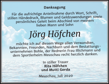 Traueranzeige von Jörg Höfchen von Super Sonntag Merseburg/Querfurt