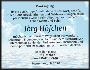 Traueranzeige von Jörg Höfchen von Mitteldeutsche Zeitung Merseburg/Querfurt