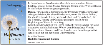 Traueranzeige von Karin Hoffmann von Mitteldeutsche Zeitung Quedlinburg