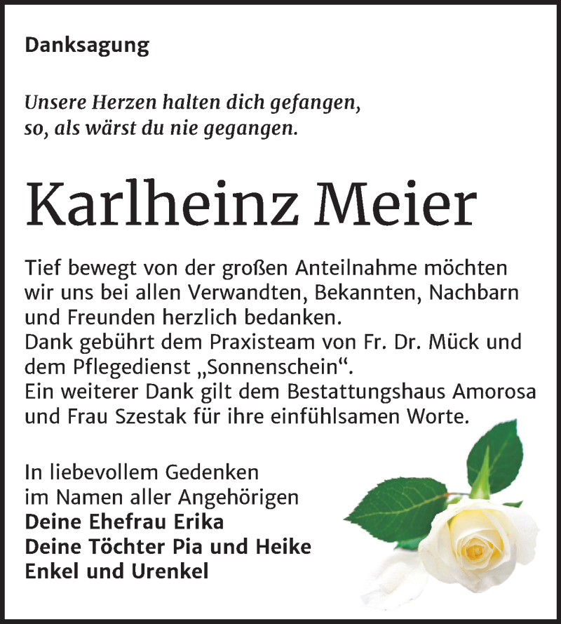  Traueranzeige für Karlheinz Meier vom 18.07.2020 aus Super Sonntag Dessau-Roßlau