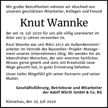 Traueranzeige von Knut Wannke von Mitteldeutsche Zeitung Bitterfeld / Halle/Saalkreis