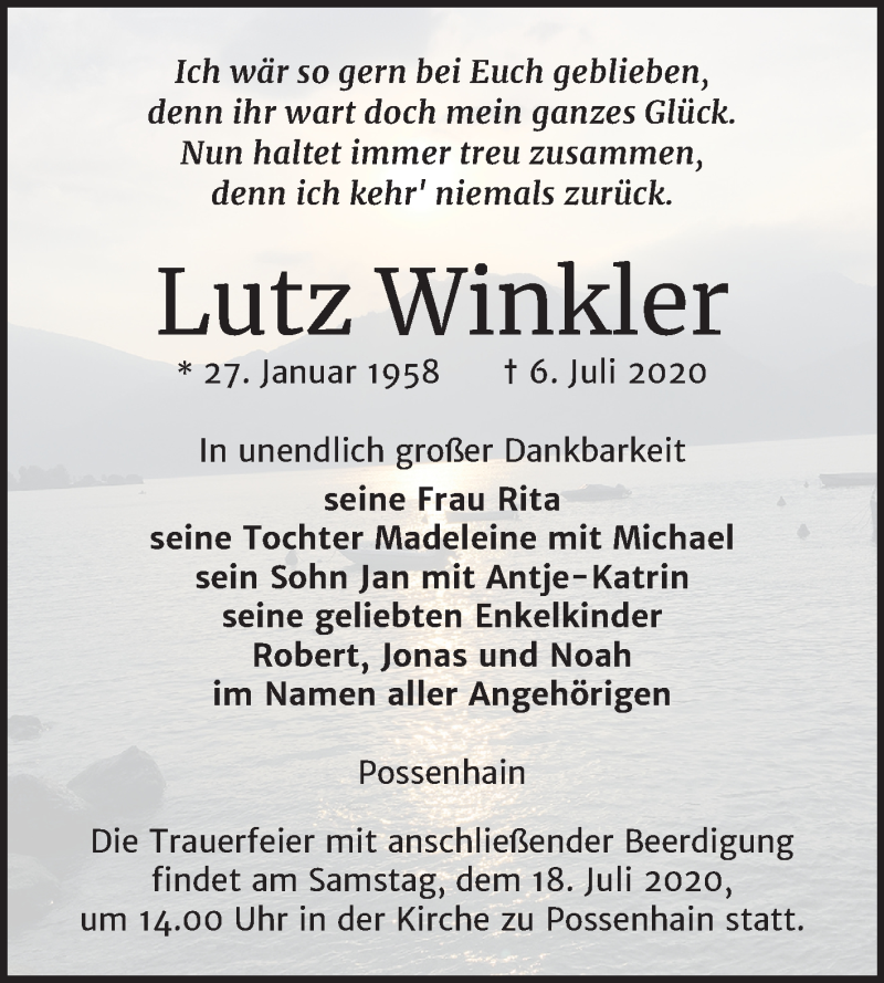  Traueranzeige für Lutz Winkler vom 11.07.2020 aus Mitteldeutsche Zeitung Naumburg/Nebra