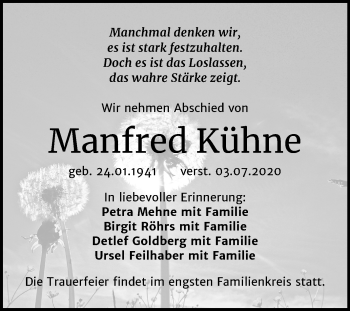 Traueranzeige von Manfred Kühne von Mitteldeutsche Zeitung Aschersleben