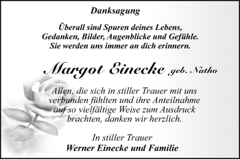 Traueranzeige von Margot Einecke von Mitteldeutsche Zeitung Dessau-Roßlau