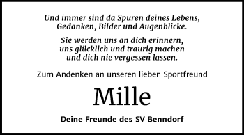 Traueranzeige von Mille  von Wochenspiegel Naumburg/Nebra