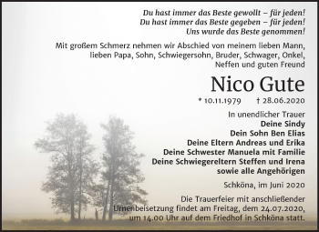 Traueranzeige von Nico Gute von Mitteldeutsche Zeitung Wittenberg