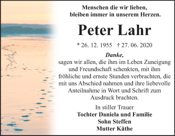 Traueranzeige von Peter Lahr von Wochenspiegel Bitterfeld