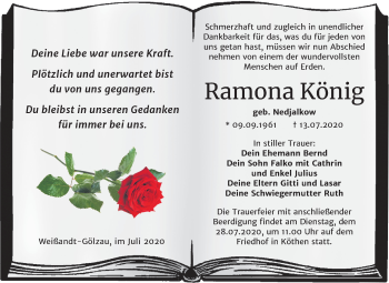 Traueranzeige von Ramona König von Mitteldeutsche Zeitung Köthen