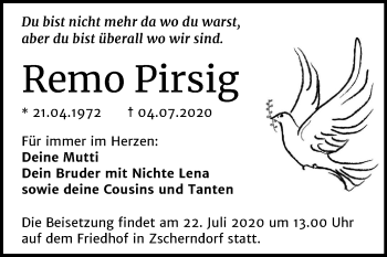 Traueranzeige von Remo Pirsig von Mitteldeutsche Zeitung Bitterfeld