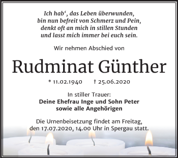 Traueranzeige von Rudminat Günther von Mitteldeutsche Zeitung Merseburg/Querfurt