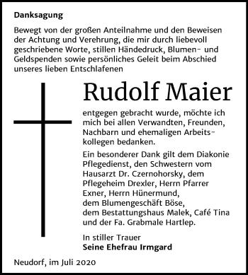 Traueranzeige von Rudolf Maier von Super Sonntag Quedlinburg