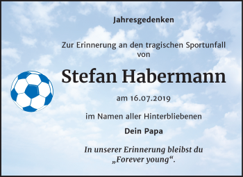 Traueranzeige von Stefan Habermann von Mitteldeutsche Zeitung Dessau-Roßlau