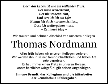 Traueranzeige von Thomas Nordmann von Mitteldeutsche Zeitung 