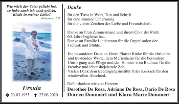 Traueranzeige von Ursula  von Mitteldeutsche Zeitung Dessau-Roßlau