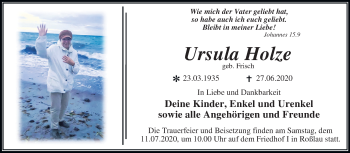 Traueranzeige von Ursula Holze von Super Sonntag Dessau-Roßlau
