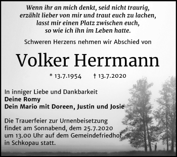 Traueranzeige von Volker Herrmann von Mitteldeutsche Zeitung Merseburg/Querfurt