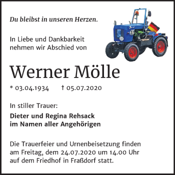 Traueranzeige von Werner Mölle von Mitteldeutsche Zeitung Köthen