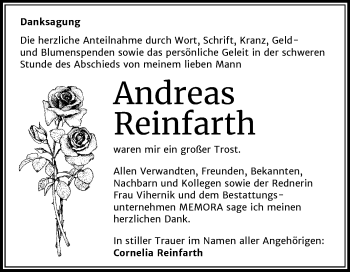 Traueranzeige von Andreas Reinfarth von Mitteldeutsche Zeitung Halle/Saalkreis