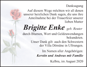 Traueranzeige von Brigitte Enke von Super Sonntag Sangerhausen