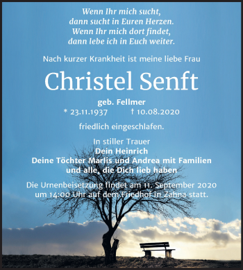 Traueranzeige von Christel Senft von Mitteldeutsche Zeitung Wittenberg