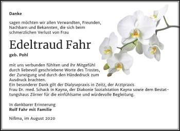 Traueranzeige von Edeltraud Fahr von Mitteldeutsche Zeitung Zeitz