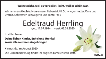 Traueranzeige von Edeltraud Herrling von Super Sonntag Zeitz