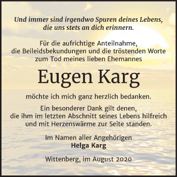Traueranzeige von Eugen Karg von Mitteldeutsche Zeitung Wittenberg