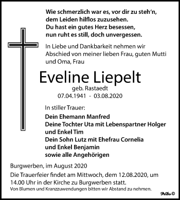 Traueranzeige von Eveline Liepelt von Super Sonntag Weißenfels
