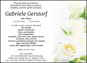 Traueranzeige von Gabriele Gerstorf von Mitteldeutsche Zeitung Aschersleben / Quedlinburg
