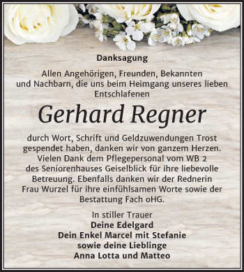 Traueranzeige von Gerhard Regner von Super Sonntag Merseburg/Querfurt