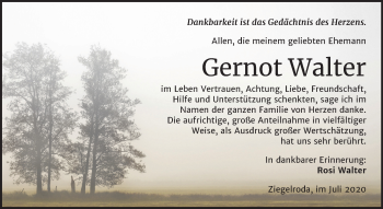 Traueranzeige von Gernot Walter von Wochenspiegel Merseburg/Querfurt