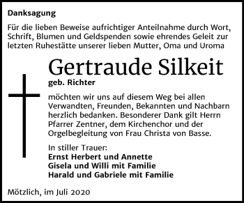 Traueranzeige von Gertraude Silkeit von Mitteldeutsche Zeitung Halle/Saalkreis