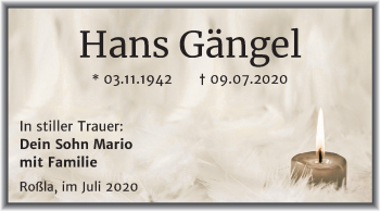 Traueranzeige von Hans Gängel von Mitteldeutsche Zeitung Sangerhausen