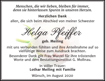 Traueranzeige von Helga Pfeiffer von Super Sonntag Merseburg/Querfurt
