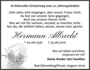 Traueranzeige von Hermann Albrecht von Super Sonntag Merseburg/Querfurt