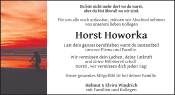 Traueranzeige von Horst Howorka von Super Sonntag Sangerhausen