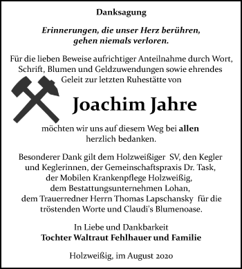 Traueranzeige von Joachim Jahre von Mitteldeutsche Zeitung Bitterfeld