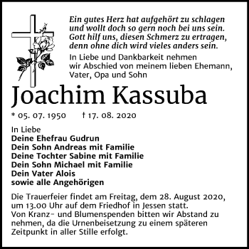 Traueranzeige von Joachim Kassuba von Mitteldeutsche Zeitung Wittenberg