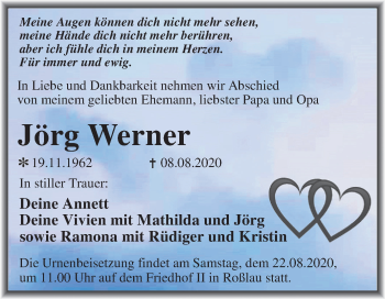 Traueranzeige von Jörg Werner von Super Sonntag Dessau-Roßlau