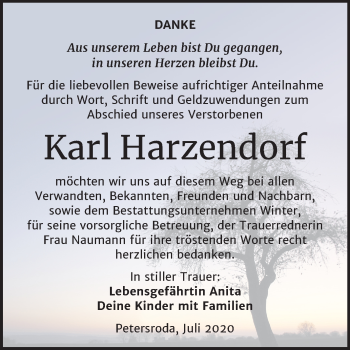 Traueranzeige von Karl Harzendorf von Mitteldeutsche Zeitung Bitterfeld