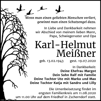 Traueranzeige von Karl-Helmut Meißner von Mitteldeutsche Zeitung Bitterfeld