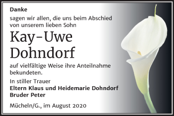 Traueranzeige von Kay-Uwe Dohndorf von Super Sonntag Merseburg/Querfurt