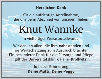 Traueranzeige von Knut Wannke von Mitteldeutsche Zeitung Halle/Saalkreis