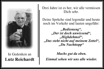 Traueranzeige von Lutz Reichardt von Mitteldeutsche Zeitung Dessau-Roßlau