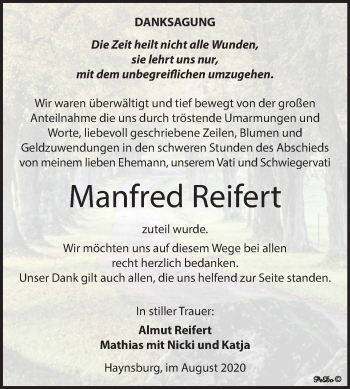 Traueranzeige von Manfred Reifert von Mitteldeutsche Zeitung Zeitz