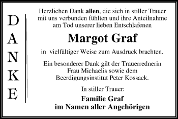 Traueranzeige von Margot Graf von Mitteldeutsche Zeitung Wittenberg