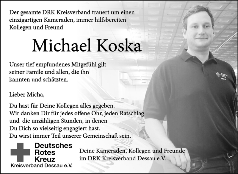  Traueranzeige für Michael Koska vom 29.08.2020 aus Mitteldeutsche Zeitung Dessau-Roßlau