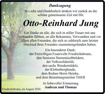Traueranzeige von Otto-Reinhard Jung von Mitteldeutsche Zeitung Quedlinburg