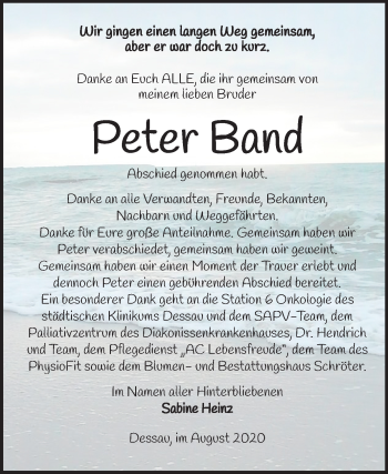 Traueranzeige von Peter Band von Super Sonntag Dessau-Roßlau