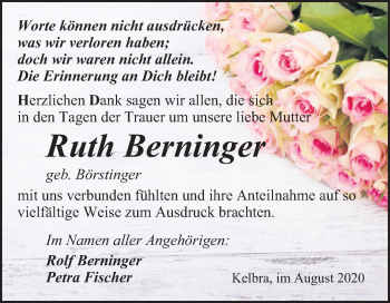 Traueranzeige von Rudi Berninger von Mitteldeutsche Zeitung Sangerhausen